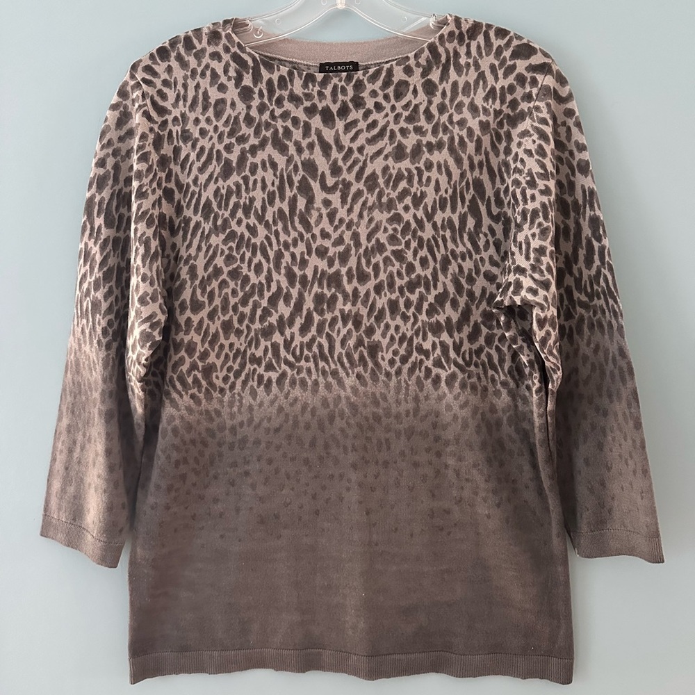 Gray Ombré Leopard Print Sweater